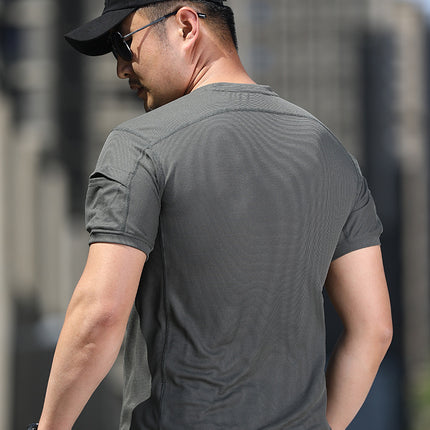 Enduring Waffling Short-sleeved Outdoor Quick-drying T-shirt Summer Stretch Perspiration Clothes Half-sleeved Tactical Fitness Training Clothes