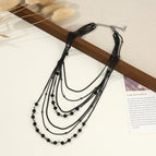 N043 short necklace-black color