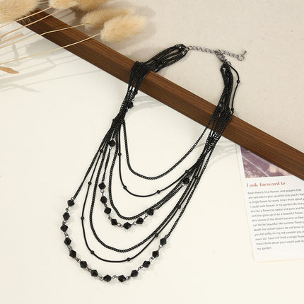 Multi-Layer Trendyy Versatile Inlaid with Rhinestones Autumn and Winter Personalized Accessories Sweater Chain Daily Wear Necklace Jewelry Clavicle Chain