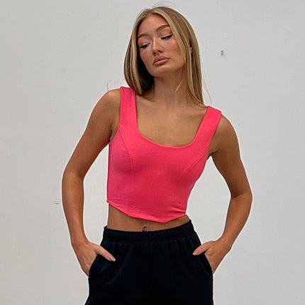 M22Tp016 Sanhu Lianjiang European and American Cross-Border Women's Clothing 2022 Spring New Sleeveless Slim Sports Wrap Top