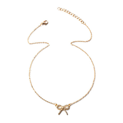 Korean Style Hollow Bow Pendant Clavicle Chain Simple Small Fresh Girl Necklace Fashion Jewelry Exquisite