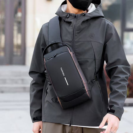 Cross-Border Multifunctional Men's Chest Bag Business Travel USB Charging Trendy Men's Shoulder Bag Outdoor Leisure Travel Backpack