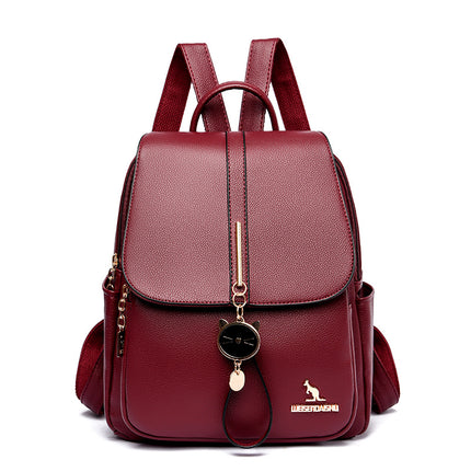 Creative kitten decorative backpack cowhide fashion travel women's backpack 2024 welfare student bag