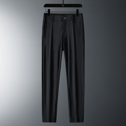 2025 Summer Thin Men's Pants Stretch Pants Summer Business Casual Ice Silk Summer Pants Drapey Light Luxury Pants