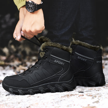 Cross-Border Winter New Cotton Shoes Men's Fur Integrated Snow Boots Outdoor Sports Hiking Boots Fleece-Lined Warm Men's Shoes 47