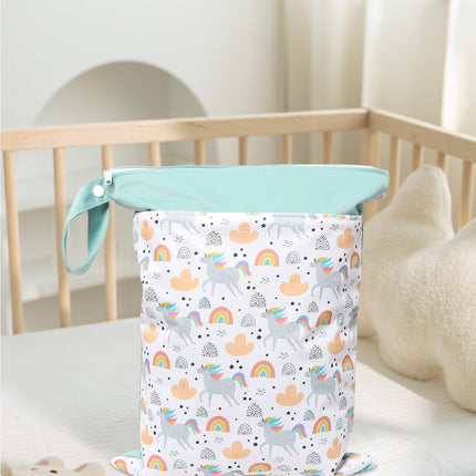 Cross-border in stock Nordic Animal Printing Baby Room Storage Hanging Bag Dry and Wet Separation Double-layer Waterproof Bag Wetbag