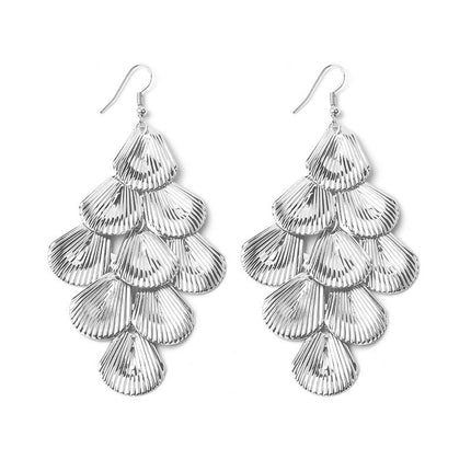 European and American Style Simple Elegant Metal Wind Ring Earrings Retro Exaggerated Irregular Electroplating High-grade Earrings for Women