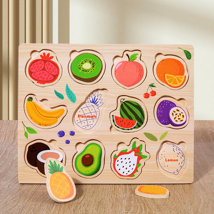 Cross-border Wooden Children's Early Education Interesting Enlightenment Cognition Matching Jigsaw Puzzle Exercise Hand-eye Coordination Educational Toys