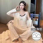 D86107 three-piece set (fixed chest pad) apricot bow / M