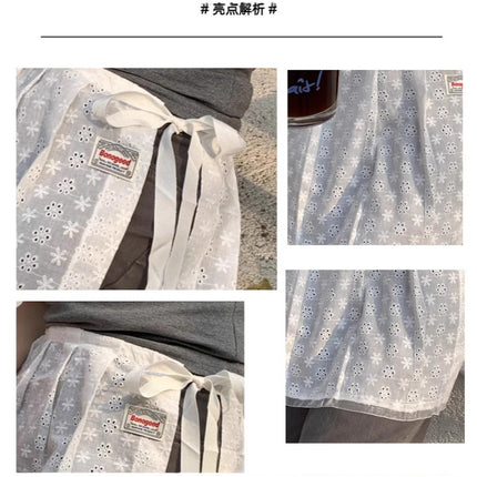 Lace-Up Lace Gauze Skirt Niche Strap Design Spice Girl Matching Apron Skirt Fart Curtain Outer Skirt