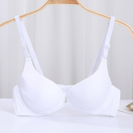 Factory spot solid color glossy seamless bra women's upper thin lower thick gather upper support seamless underwear Japanese style small bra