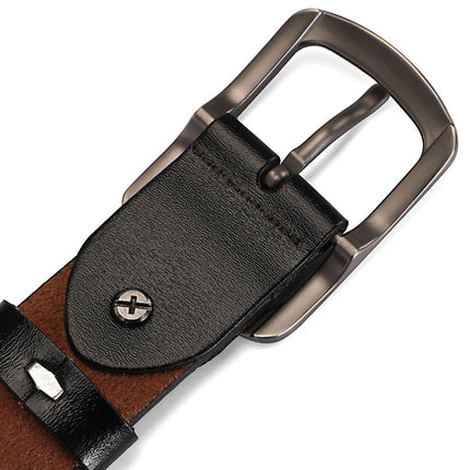 Men's Genuine Leather Pin Buckle Belt, Casual Vintage Style, Suitable for Drop Shipping, Versatile and Casual