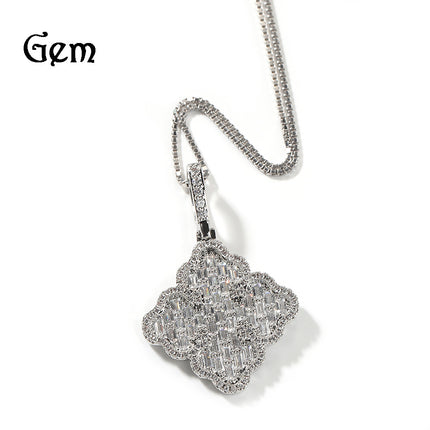 European and American new sweet light luxury full diamond Clover pendant female ins style niche 5A zircon necklace one-piece delivery