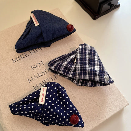 New College Style Triangle Clip with Contrasting Polka Dots and High-End Shark Clip for Hairpin Head Accessories on the Back of the Head