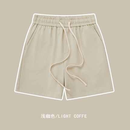 450g heavy cotton jersey elastic casual shorts solid color basic pants loose men's sports pants