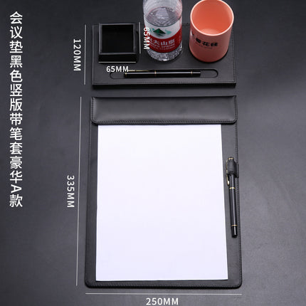 High-End Leather Hotel A4 Writing Board with Magnetic Buckle, Leather Coaster, Folder, Signing Document Board, Can Be Printed with Logo