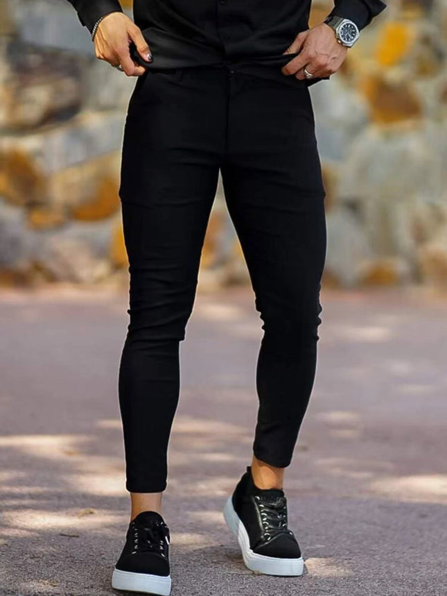 Cross-border European and American Sports Slim-fit Casual Trousers Men's Tight Running Fitness Training Pants Elastic Sports Pants