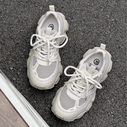 Shougu Genuine Women's 2024 Autumn New Mesh Breathable Trendy Korean Style Versatile Sneakers Women's Platform Shoes