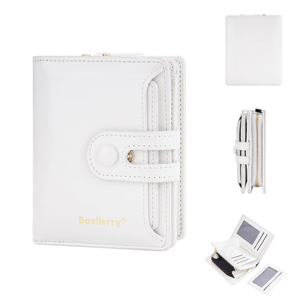 Baellerry New K-Style Cross-Border Oil Wax Leather Multi-Card Slot Buckle Wallet Zipper Women's Short Coin Purse