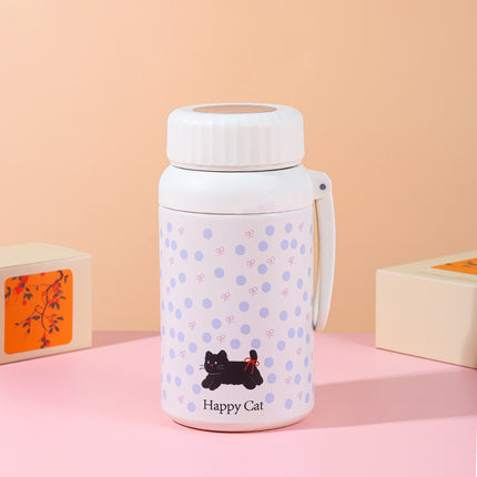 Cartoon cute high-value large-capacity new thermos stainless steel outdoor sports portable rope coffee cup