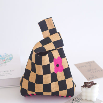 Knitted Handbag Women's Spring New Cartoon Woven Hand Bag Work Sundry Bag Gift Bag Lunch Bag