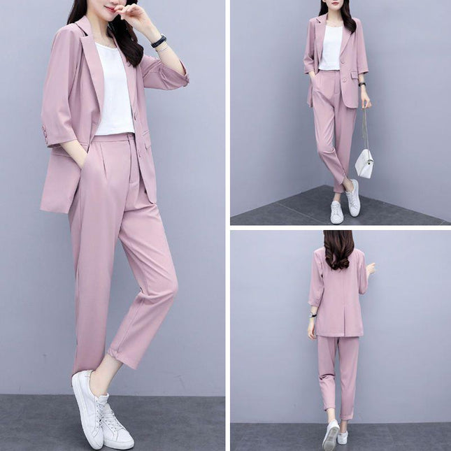 Internet Celebrity Thin Casual Suit 2023 New Elegant Fashion Ladies Business Wear Suit Pants Two-piece Set