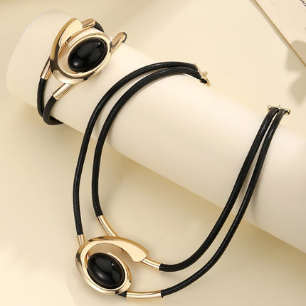 Bohemian Style Necklace Bracelet Set Black Acrylic Snail Set Combination Ladies Necklace Bracelet