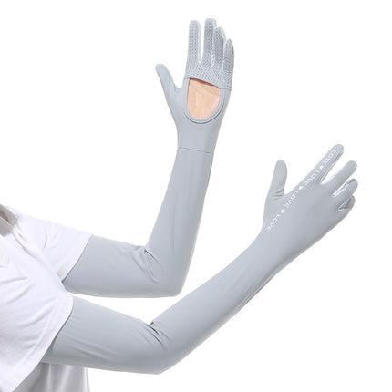 Summer Sunscreen Sleeve Women's Anti-UV Ice Silk Gloves Driving Sunshade Layered Arm Sleeve Outdoor Summer Thin