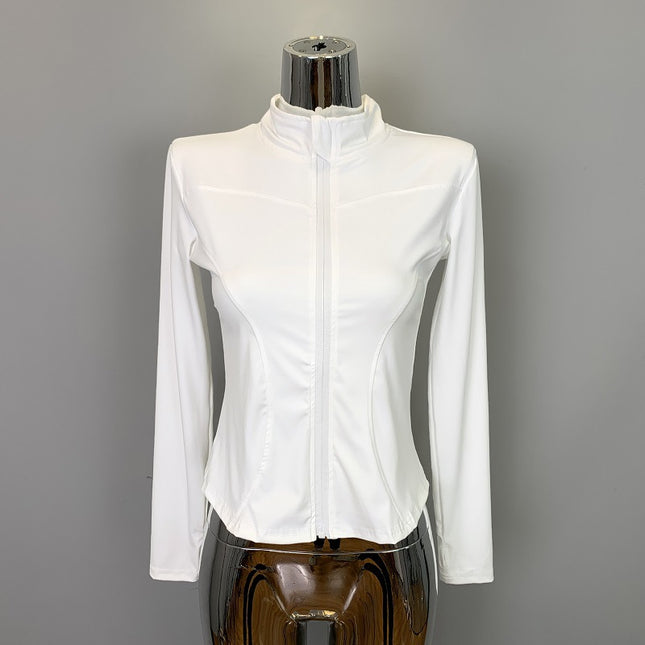 South Korea Dongdaemun Yoga Jacket Sexy Hot Girl Zipper Vertical Collar Slim-fit Slimming Figure Stretch Top Women