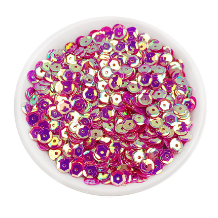 6MM round curved surface hole PVC sequins jewelry accessories concave and convex surface wholesale flat bottom hexagonal sewing clothing beads