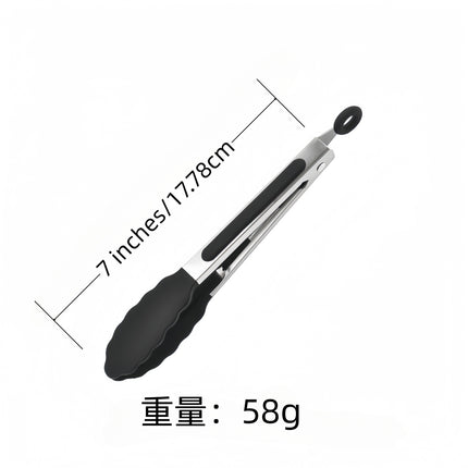 Cross Border Black Silicone Clip Food Clip Commercial High Temperature Resistant Food Grade Kitchen Steak Barbecue Grill Tool