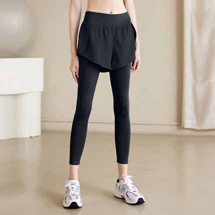 Fake Two-piece Yoga Pants Women's Professional Fitness Trousers Anti-embarrassment Sports Tight Pants Stretch Compression High Waist Running Pants