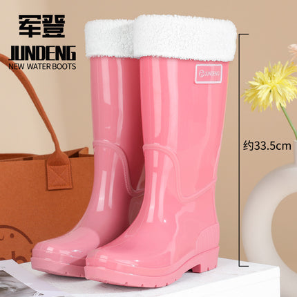 New Cross-Border Fashion Women Rain Shoes High Tube Women's Rain Boots Non-Slip Waterproof Pvc Warm Water Shoes