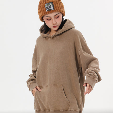Tide brand American heavyweight 400g big terry hooded vests women's autumn and winter washing old casual Joker lovers vests