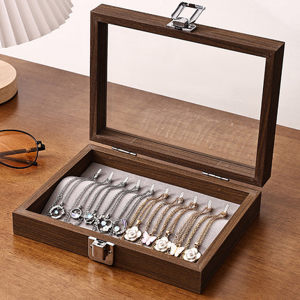 Walnut Jewelry Storage Box Ring Earrings Necklace Bracelet Box Solid Wood Large Capacity Anti-Oxidation Jewelry Display Box
