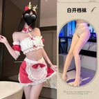 Christmas maid + white open socks / One Size