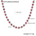 TXP138-steel red zircon necklace