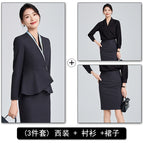 Gray suit + shirt + skirt / S