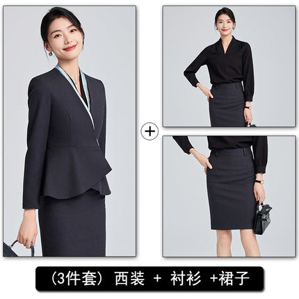 High-end Suit suit Women's Spring and Autumn High-end Temperament Professional Uniform Hotel Front Desk Tooling Beauty Salon Overalls
