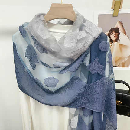 Three-dimensional Flower Cutting Scarf Women's Spring and Autumn Korean-style Organza Rose Long Scarf Gauze Dual-use Shawl
