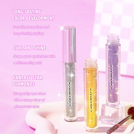 Waterproof Diamond Shine Volume Curl Mascara - Glitter Snow Effect, Smudge-proof Eye Makeup for All Skin Types Women's Cosmetics