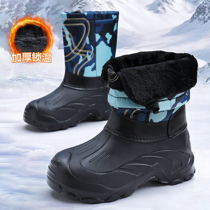 Men's Cotton Shoes, Winter High Snow Boots, Cross-Border Drop Shipping, Velvet Thickened Cotton Boots, Waterproof and Non-Slip Slip-On Cotton Shoes