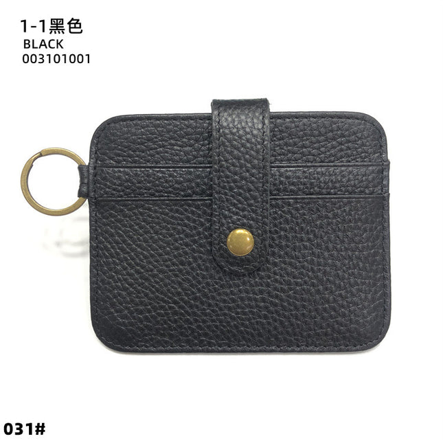Vintage Oil Wax Leather Buckle Genuine Leather Card Holder Men's Multifunctional Cowhide Women's Coin Purse with Key Ring Driver's License Holder