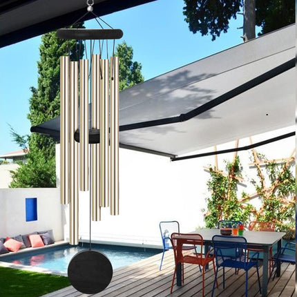 Cross-border hot-selling wooden wind chimes with 6 aluminum tubes home craft wooden wind chimes courtyard decoration craft gifts wholesale