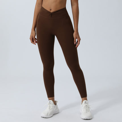 Cross-border new Twisted V-shaped yoga pants Peach Hip belly contracting sports cropped pants outdoor running fitness tights