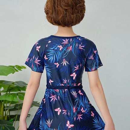 Conservative Mother Swimsuit 2024 New plus size Belly Covering Slimming Middle-aged and Elderly Sports Split Women's Hot Spring Swimsuit