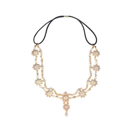 Exotic Style ancient style forehead accessories Hanfu hair accessories women's pearl flower tassel hair band Diamond-embedded headdress ethnic style hair band