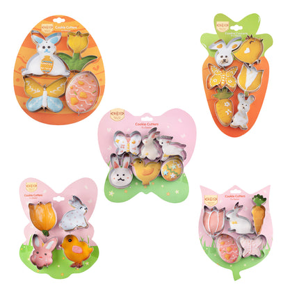 Cross-border special for Easter 6-piece cookie mold stainless steel cookie cutting cookie printing baking tools