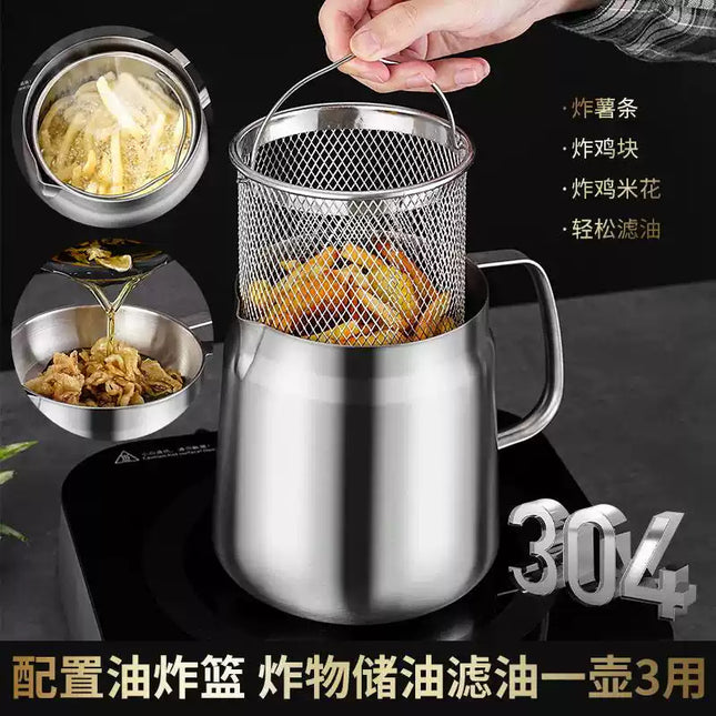 Oil Filter Pot 304 Stainless Steel Thickened Household Large Capacity Oil Storage Tank with Filter Screen Oil Residue Filtering Artifact Oil Bottle