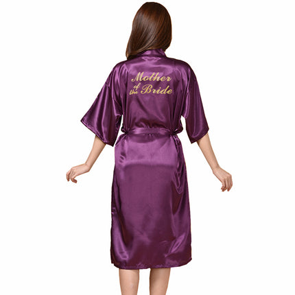 Bronzing Printing Mother of the Bride Long Cardigan Gown Bride Mother Wedding Makeup Morning Gown